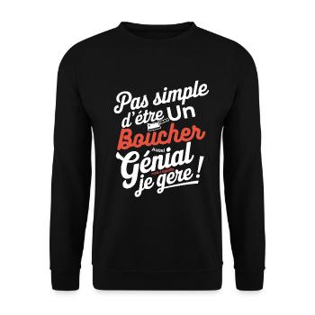 Metzger auch genial - Unisex Pullover - Schwarz - Vorne - Alina (178cm) & Michal (187cm)