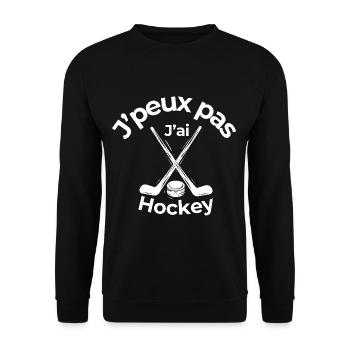 Ich kann nicht, ich kann Hockey haben - Unisex Pullover - Schwarz - Vorne - Alina (178cm) & Michal (187cm)