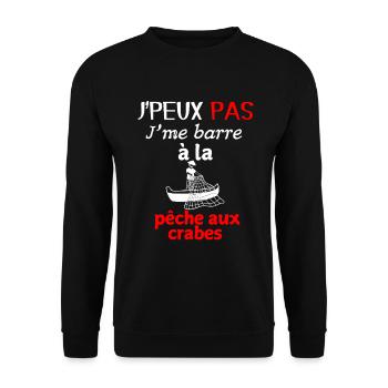 Marine Humour – Ich gehe Krabbenfischen - Unisex Pullover - Schwarz - Vorne - Alina (178cm) & Michal (187cm)