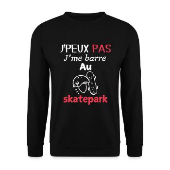 Humour Skate – Ich gehe in den Skatepark - Unisex Pullover - Schwarz - Vorne - Alina (178cm) & Michal (187cm)