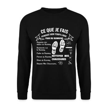 What I do in my free time: Running - Unisex Sweatshirt - black - Front - Alina (178cm) & Michal (187cm)