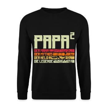 Papa Vater von 2 zwei Zweiten Kindern Zwillinge - Unisex Pullover - Schwarz - Vorne - Alina (178cm) & Michal (187cm)