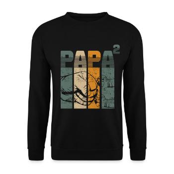Papa Vater von 2 zwei Zweiten Kindern Zwillinge - Unisex Pullover - Schwarz - Vorne - Alina (178cm) & Michal (187cm)