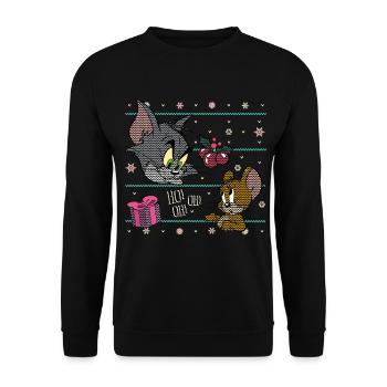 Tom et Jerry Noël Oh ! Oh ! Oh ! - Sweat-shirt Unisexe - noir - Devant - Alina (178cm) & Michal (187cm)