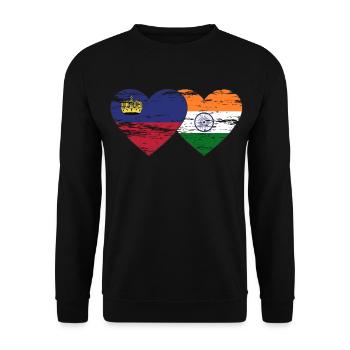 Liechtenstein Indien Flagge used - Unisex Pullover - Schwarz - Vorne - Alina (178cm) & Michal (187cm)