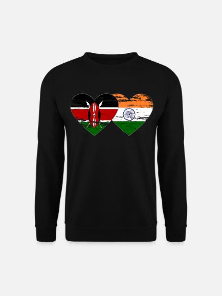 Kenya Inde Drapeau Coeur Utilisé - Sweat-shirt Unisexe - noir