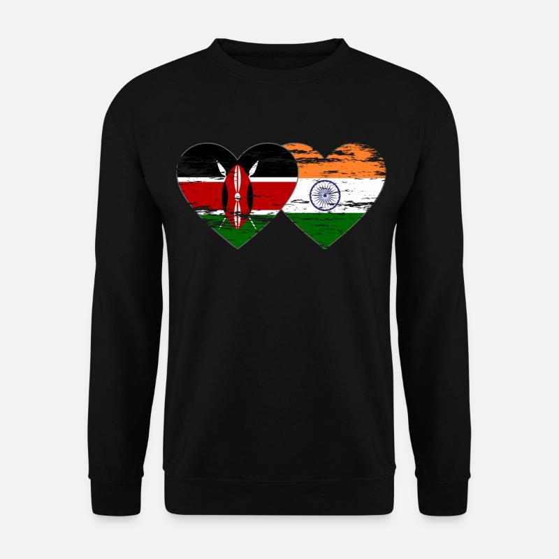 Kenya Inde Drapeau Coeur Utilisé - Sweat-shirt Unisexe - noir