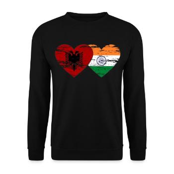 Albania India Flag Heart Used - Unisex Sweatshirt - black - Front - Alina (178cm) & Michal (187cm)