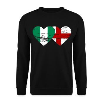 Nigeria Angleterre Drapeau Coeur Utilisé - Sweat-shirt Unisexe - noir - Devant - Alina (178cm) & Michal (187cm)