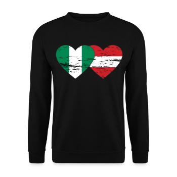 Nigeria Austria Flag Heart used - Unisex Sweatshirt - black - Front - Alina (178cm) & Michal (187cm)