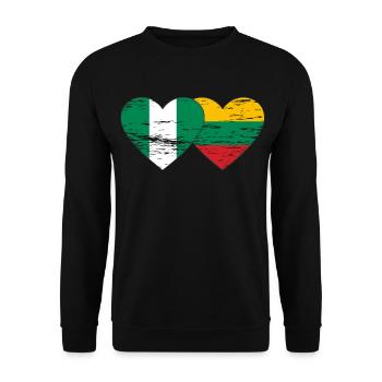 Drapeau Nigeria Lituanie coeur utilisé - Sweat-shirt Unisexe - noir - Devant - Alina (178cm) & Michal (187cm)