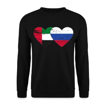 United Arab Emirates Russia Heart - Unisex Sweatshirt - black - Front - Alina (178cm) & Michal (187cm)