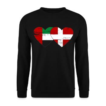 United Arab Emirates Denmark Flag Heart - Unisex Sweatshirt - black - Front - Alina (178cm) & Michal (187cm)