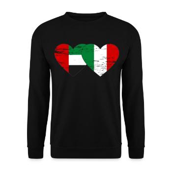 Émirats arabes unis Italie Drapeau Coeur - Sweat-shirt Unisexe - noir - Devant - Alina (178cm) & Michal (187cm)