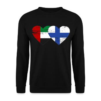 Émirats arabes unis Finlande Drapeau Coeur - Sweat-shirt Unisexe - noir - Devant - Alina (178cm) & Michal (187cm)