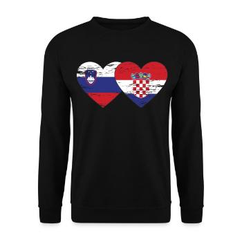 Slovénie Croatie Drapeau Coeur utilisé - Sweat-shirt Unisexe - noir - Devant - Alina (178cm) & Michal (187cm)