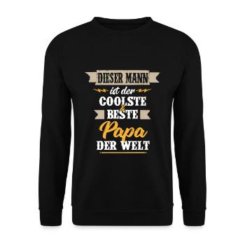 Dieser MANN - der coolste & beste Papa der Welt - Unisex Pullover - Schwarz - Vorne - Alina (178cm) & Michal (187cm)