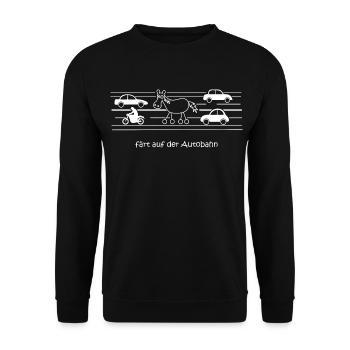 on highway, traffic, road, car, wheels - Unisex Sweatshirt - black - Front - Alina (178cm) & Michal (187cm)