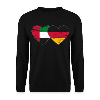 United Arab Emirates Germany Heart - Unisex Sweatshirt - black - Front - Alina (178cm) & Michal (187cm)