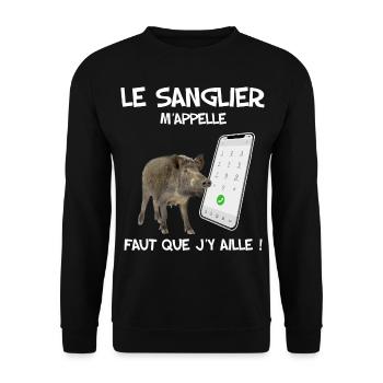 Sanglier humour pour mon chasseur préféré - Sweat-shirt Unisexe - noir - Devant - Alina (178cm) & Michal (187cm)