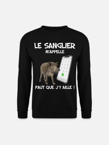 Sanglier humour pour mon chasseur préféré - Sweat-shirt Unisexe - noir