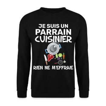 Mon Parrain Cuisinier Humour Cuisine - Sweat-shirt Unisexe - noir - Devant - Alina (178cm) & Michal (187cm)