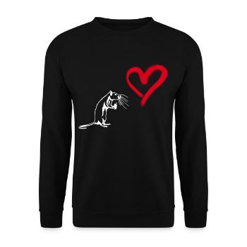 Graffiti Herz Street Art Ratte - Unisex Pullover - Schwarz - Vorne - Alina (178cm) & Michal (187cm)