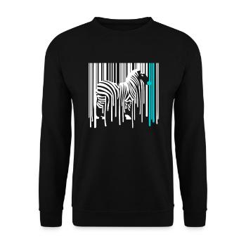 DRIPPY ZEBRA Barcode Graffiti Street Art - Unisex Pullover - Schwarz - Vorne - Alina (178cm) & Michal (187cm)
