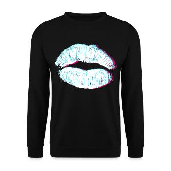 Lips 3D Kiss - Unisex Sweatshirt - black - Front - Alina (178cm) & Michal (187cm)