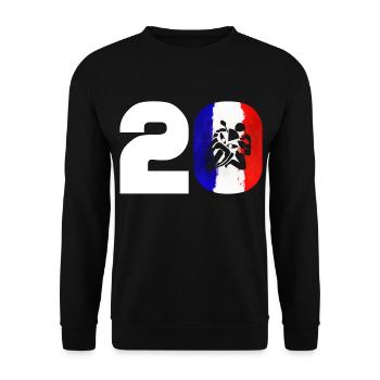Moto Nummer 20 Frankreich Motorrad Motorsport - Unisex Pullover - Schwarz - Vorne - Alina (178cm) & Michal (187cm)