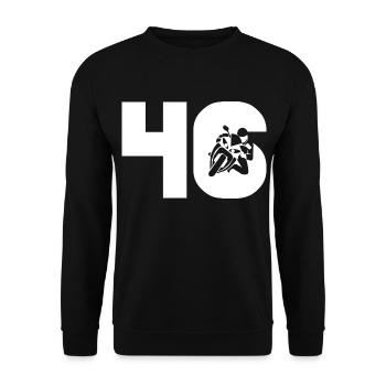 Motorsport Startnummer 46 Motorrad - Unisex Pullover - Schwarz - Vorne - Alina (178cm) & Michal (187cm)