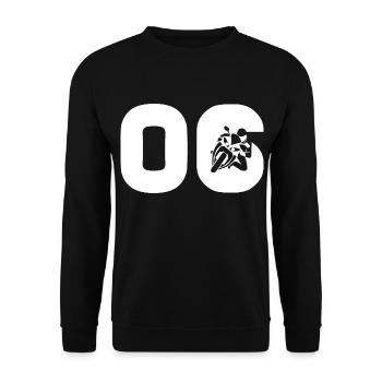 Motorsport Startnummer 6 Motorrad - Unisex Pullover - Schwarz - Vorne - Alina (178cm) & Michal (187cm)