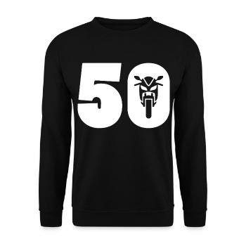 Motorcycle car number 50 - Unisex Sweatshirt - black - Front - Alina (178cm) & Michal (187cm)