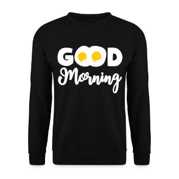 Good Morning Spiegelei Eier Frühstück - Unisex Pullover - Schwarz - Vorne - Alina (178cm) & Michal (187cm)