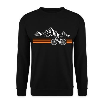 Fahrrad Rennrad Berge Retro - Unisex Pullover - Schwarz - Vorne - Alina (178cm) & Michal (187cm)