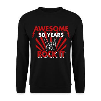 50th birthday 50 years ROCK IT gift - Unisex Sweatshirt - black - Front - Alina (178cm) & Michal (187cm)