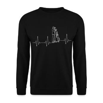 Familie Herzschlag Mutter Vater Kind Familienglück - Unisex Pullover - Schwarz - Vorne - Alina (178cm) & Michal (187cm)