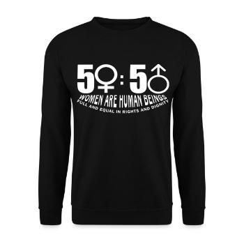 Women's Equality Day Women Are Human Being - Unisex Sweatshirt - black - Front - Alina (178cm) & Michal (187cm)