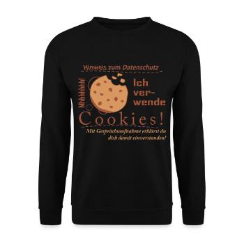 Cookies Datenschutzspruch - Unisex Pullover - Schwarz - Vorne - Alina (178cm) & Michal (187cm)