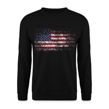 Verblasste US-Flagge vertikal - Unisex Pullover - Schwarz - Vorne - Alina (178cm) & Michal (187cm)