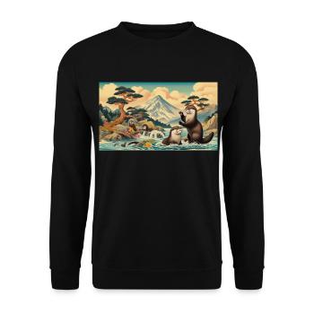 Das Paradies der Fischotter - Unisex Pullover - Schwarz - Vorne - Alina (178cm) & Michal (187cm)