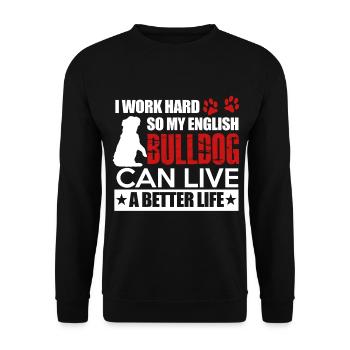 English Bulldog - Unisex Pullover - Schwarz - Vorne - Alina (178cm) & Michal (187cm)