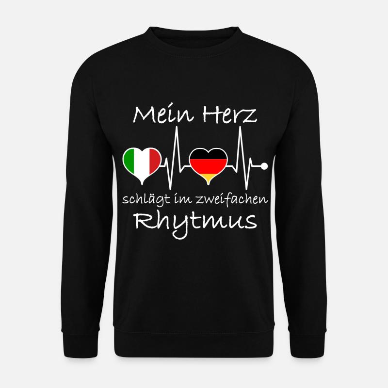 Italien Deutschland Flagge Herzschlag - Unisex Pullover - Schwarz