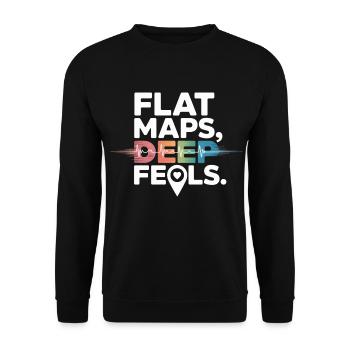 Flat Maps Deep Feels Geography Cartography - Unisex Sweatshirt - black - Front - Alina (178cm) & Michal (187cm)
