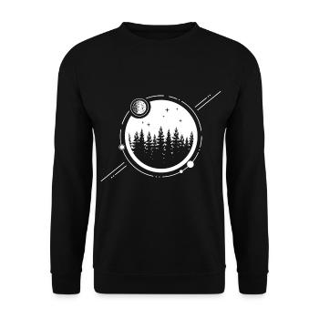 Moderne geometrische Naturwaldastronomieplaneten - Unisex Pullover - Schwarz - Vorne - Alina (178cm) & Michal (187cm)