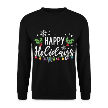 Happy Holidays Christmas Light Bulbs - Unisex Sweatshirt - black - Front - Alina (178cm) & Michal (187cm)