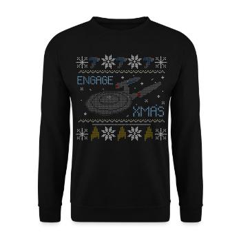Star Trek X-Mas Engage Discovery - Unisex Sweatshirt - black - Front - Alina (178cm) & Michal (187cm)