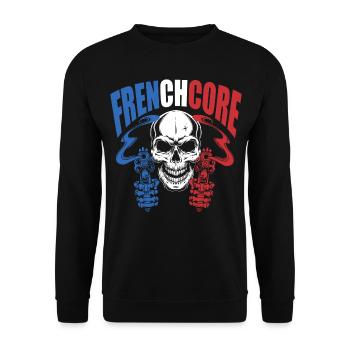 FRENCHCORE SKULL TÊTE DE MORT FRANCE - Unisex Sweatshirt - black - Front - Alina (178cm) & Michal (187cm)