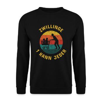 Zwillingspapa Zwillingsvater Papa Vater Zwillinge - Unisex Pullover - Schwarz - Vorne - Alina (178cm) & Michal (187cm)