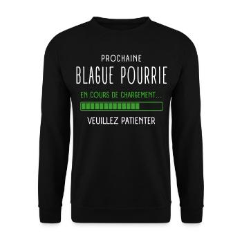 Blagues De Papa En Cours De Chargement Humour - Sweat-shirt Unisexe - noir - Devant - Alina (178cm) & Michal (187cm)